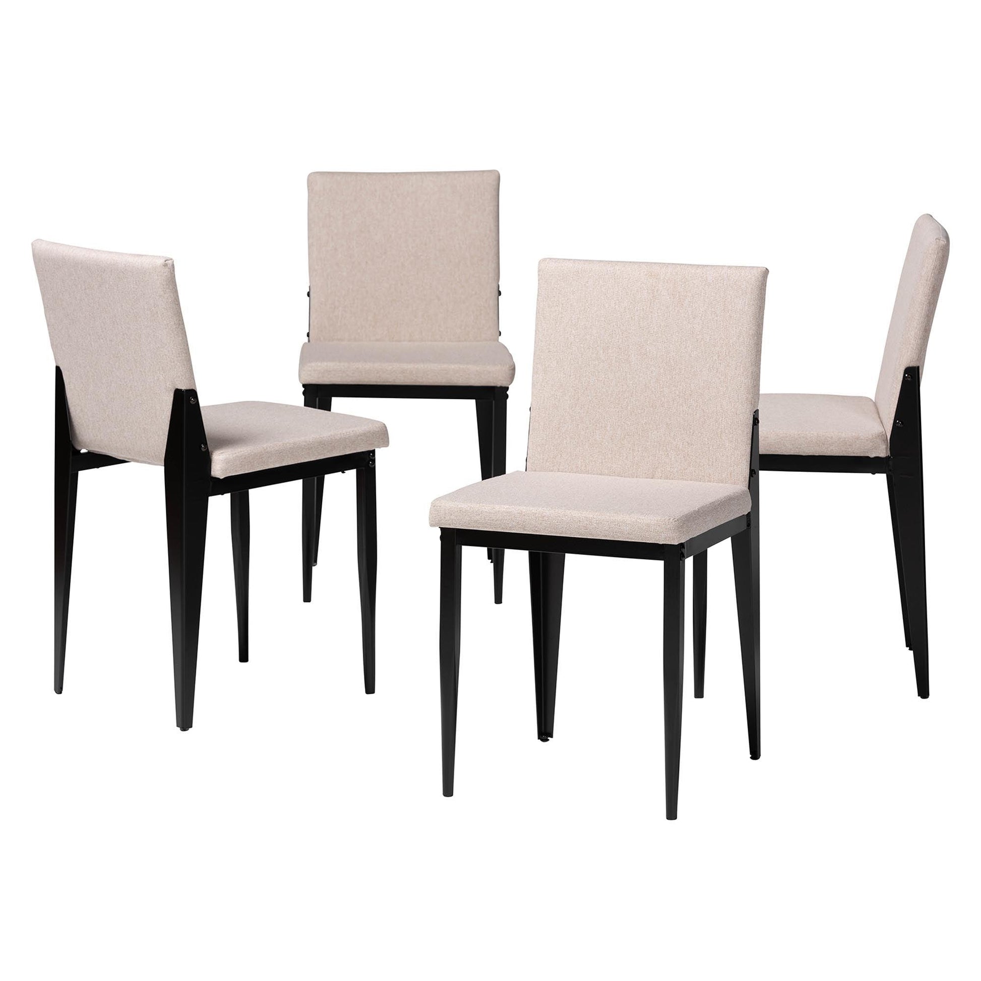 Baxton Studio Bishop Industrial Beige Fabric and Metal Dining Chair FredCo