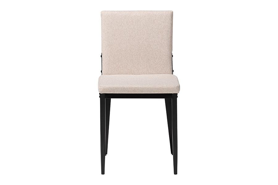 Baxton Studio Bishop Industrial Beige Fabric and Metal Dining Chair FredCo