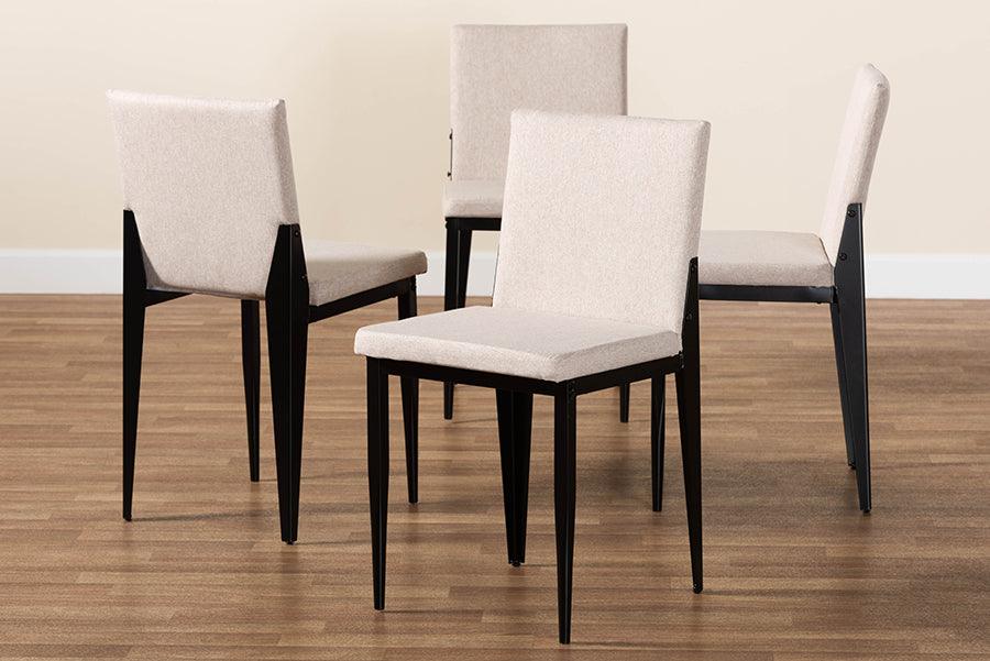 Baxton Studio Bishop Industrial Beige Fabric and Metal Dining Chair FredCo