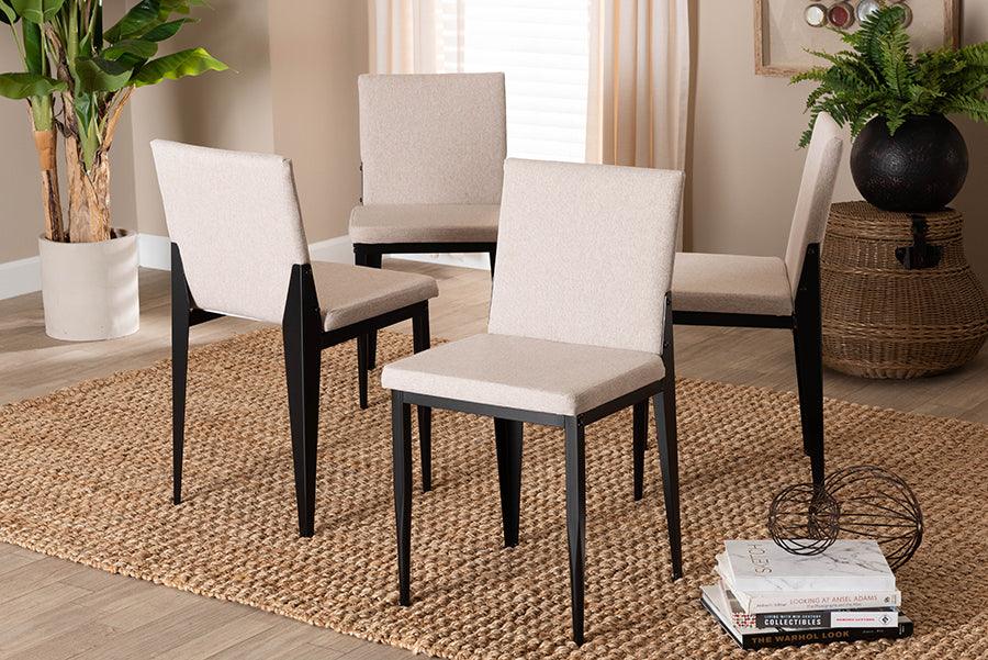 Baxton Studio Bishop Industrial Beige Fabric and Metal Dining Chair FredCo