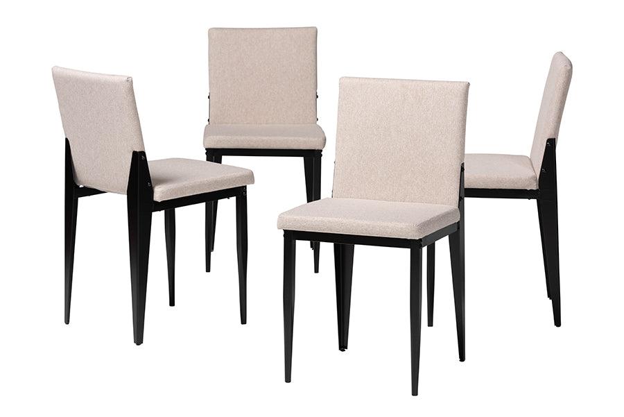 Baxton Studio Bishop Industrial Beige Fabric and Metal Dining Chair FredCo