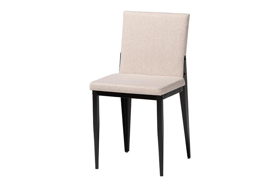 Baxton Studio Bishop Industrial Beige Fabric and Metal Dining Chair FredCo