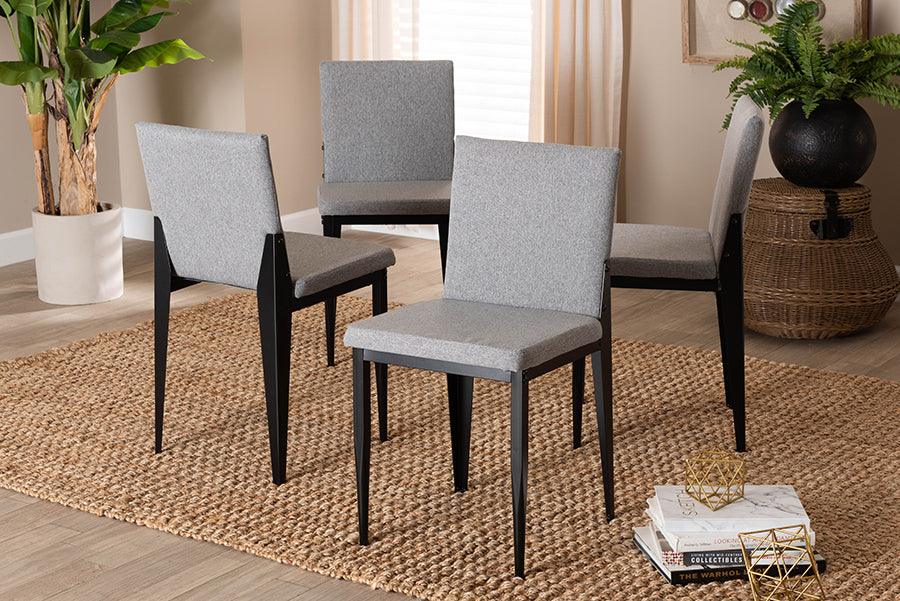 Baxton Studio Bishop Industrial Grey Fabric and Metal Dining Chair FredCo