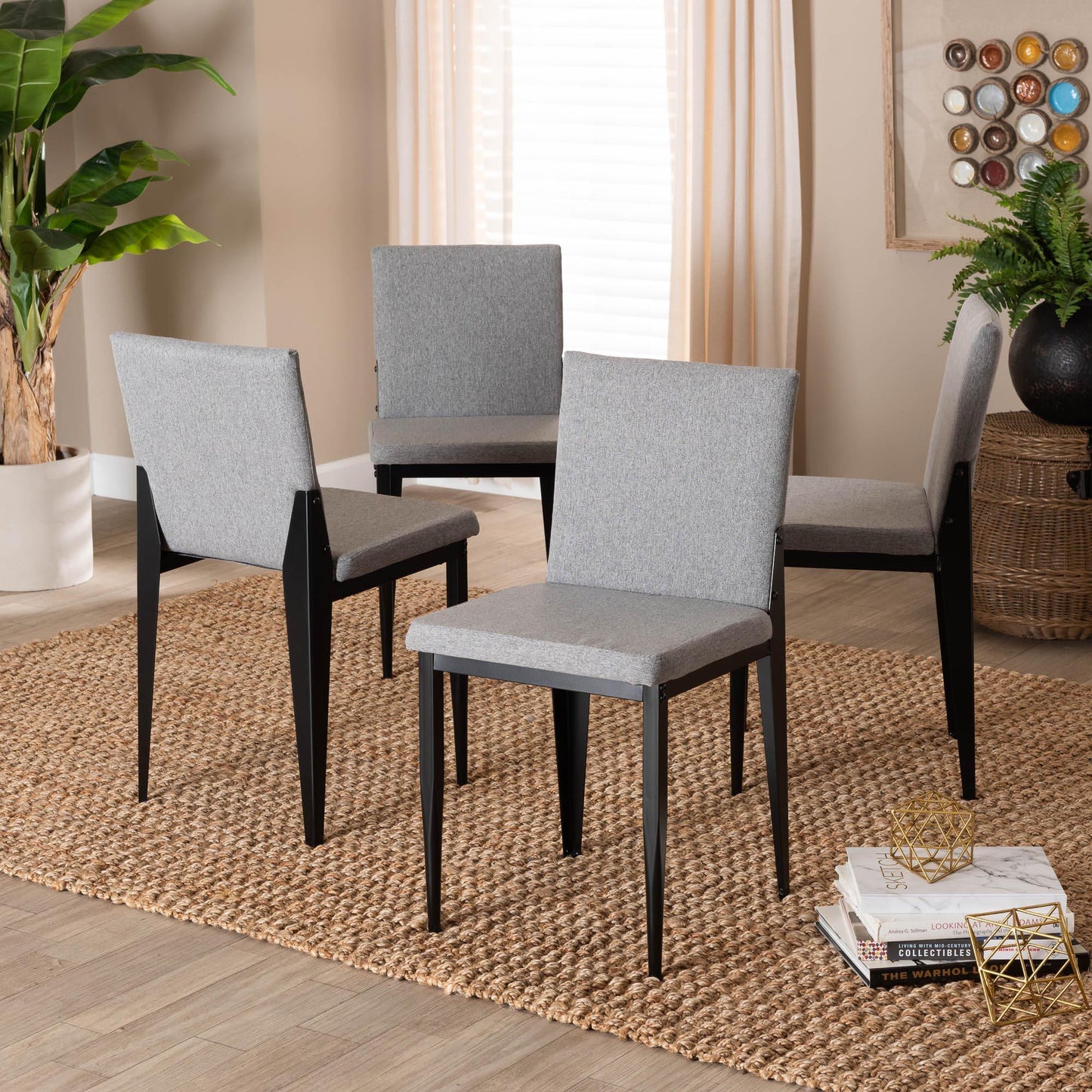Baxton Studio Bishop Industrial Grey Fabric and Metal Dining Chair FredCo