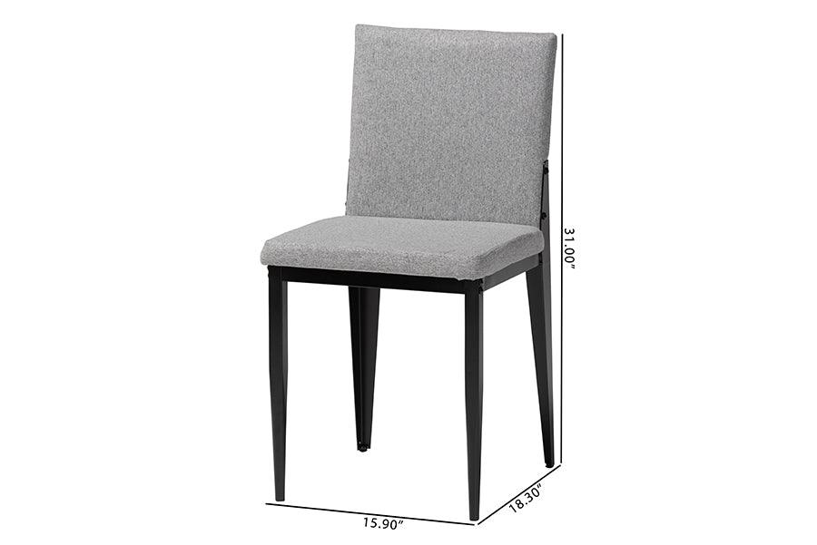 Baxton Studio Bishop Industrial Grey Fabric and Metal Dining Chair FredCo