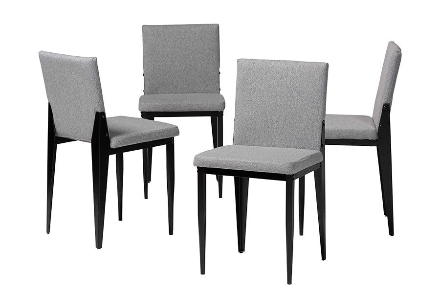 Baxton Studio Bishop Industrial Grey Fabric and Metal Dining Chair FredCo