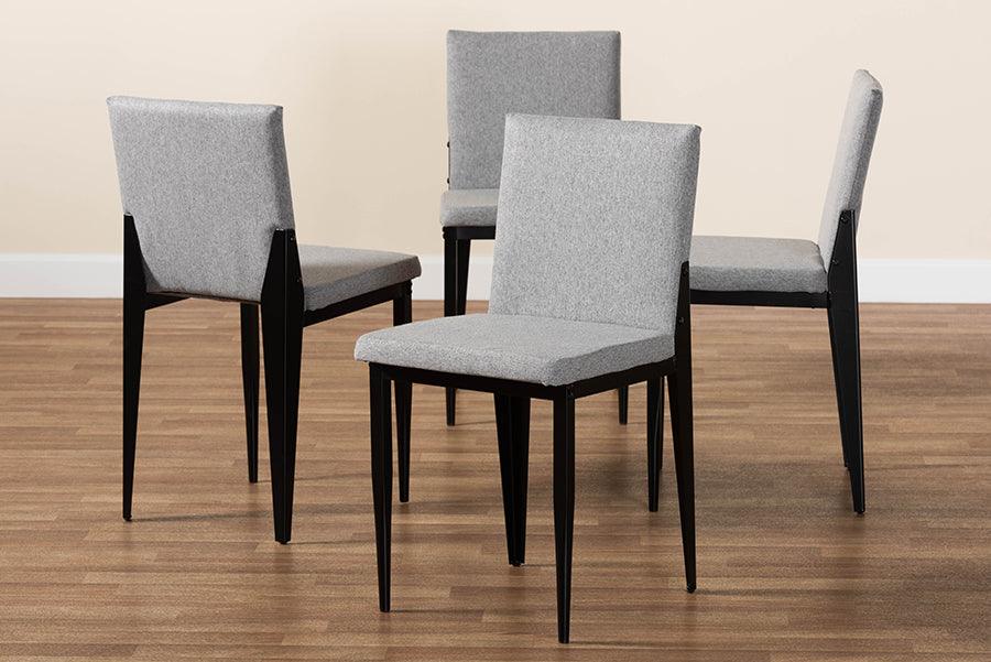 Baxton Studio Bishop Industrial Grey Fabric and Metal Dining Chair FredCo