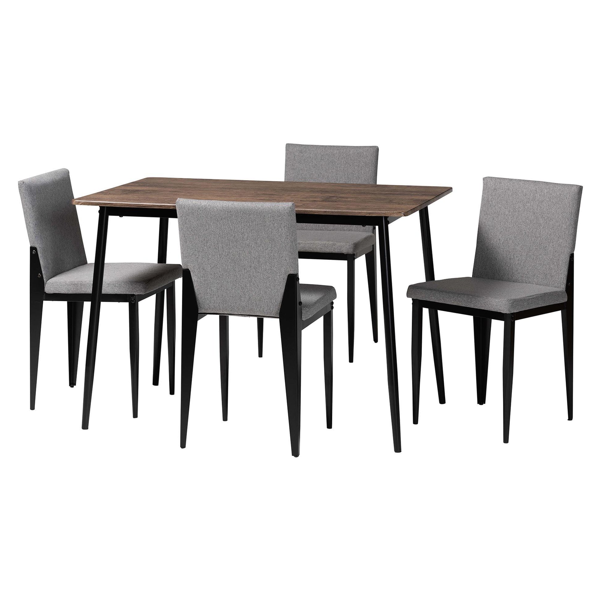 Baxton Studio Bishop Industrial Grey Fabric and Metal Dining Set FredCo