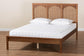 Baxton Studio Blossom Classic and Traditional Ash Walnut Finished Wood and Rattan Platform Bed FredCo