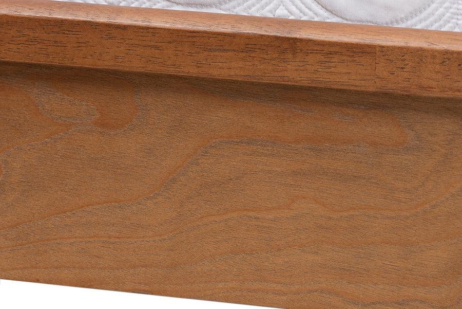 Baxton Studio Blossom Classic and Traditional Ash Walnut Finished Wood and Rattan Platform Bed FredCo