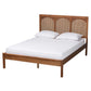 Baxton Studio Blossom Classic and Traditional Ash Walnut Finished Wood and Rattan Platform Bed FredCo