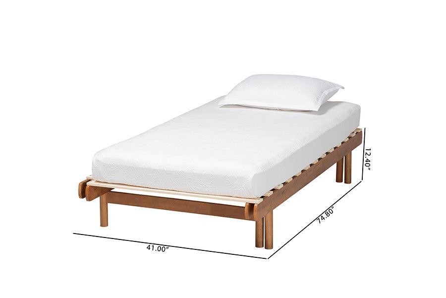 Baxton Studio Bolivia Mid-Century Modern Walnut Brown Wood Expandable Twin to King Bed Frame FredCo