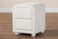 Baxton Studio Bonilla Modern White Teddy-Bear Fabric and Rubberwood 2-Drawer Nightstand FredCo