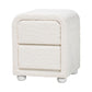 Baxton Studio Bonilla Modern White Teddy-Bear Fabric and Rubberwood 2-Drawer Nightstand FredCo