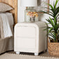 Baxton Studio Bonilla Modern White Teddy-Bear Fabric and Rubberwood 2-Drawer Nightstand FredCo