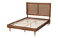 Baxton Studio Boris Mid-Century Modern Ash Walnut Woven Rattan Queen Size Bed FredCo
