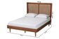 Baxton Studio Boris Mid-Century Modern Ash Walnut Woven Rattan Queen Size Bed FredCo