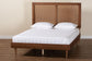 Baxton Studio Boris Mid-Century Modern Ash Walnut Woven Rattan Queen Size Bed FredCo