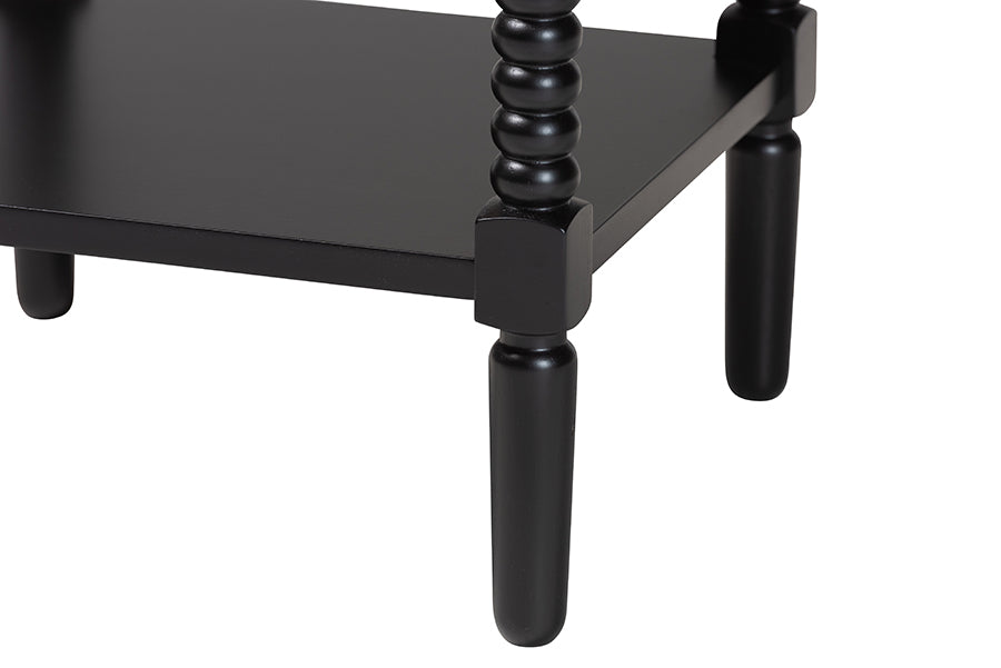 Baxton Studio Braith Farmhouse Black Spindle Wood 1-Drawer Nightstand FredCo