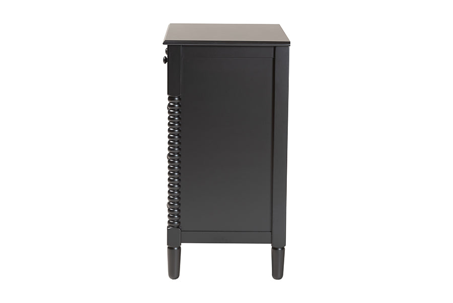 Baxton Studio Braith Farmhouse Black Spindle Wood 5-Drawer Chest FredCo