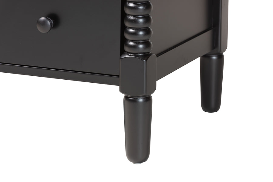 Baxton Studio Braith Farmhouse Black Spindle Wood 5-Drawer Chest FredCo