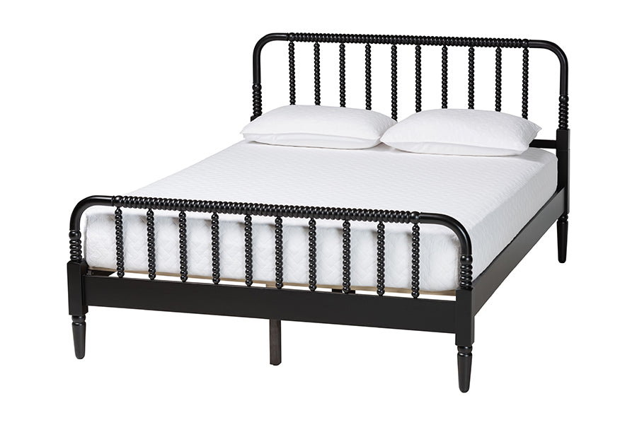 Baxton Studio Braith Farmhouse Black Spindle Wood King Size 4-Piece Bedroom Set FredCo
