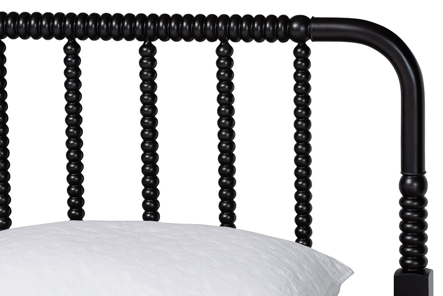 Baxton Studio Braith Farmhouse Black Spindle Wood King Size Platform Bed FredCo