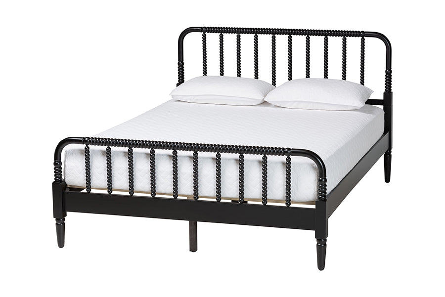 Baxton Studio Braith Farmhouse Black Spindle Wood King Size Platform Bed FredCo