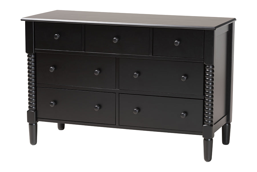 Baxton Studio Braith Farmhouse Black Spindle Wood Queen Size 4-Piece Bedroom Set FredCo