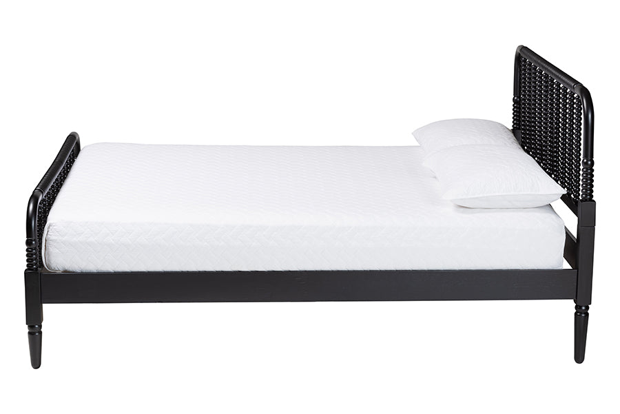 Baxton Studio Braith Farmhouse Black Spindle Wood Queen Size Platform Bed FredCo