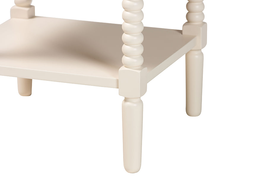 Baxton Studio Braith Farmhouse Ivory Spindle Wood 1-Drawer Nightstand FredCo
