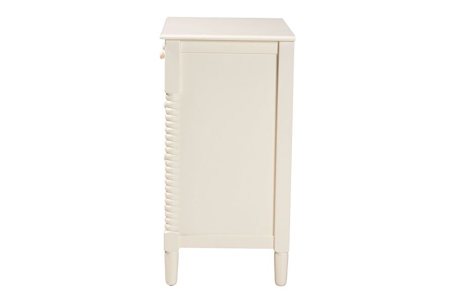Baxton Studio Braith Farmhouse Ivory Spindle Wood 5-Drawer Chest FredCo