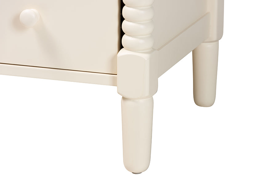 Baxton Studio Braith Farmhouse Ivory Spindle Wood 5-Drawer Chest FredCo