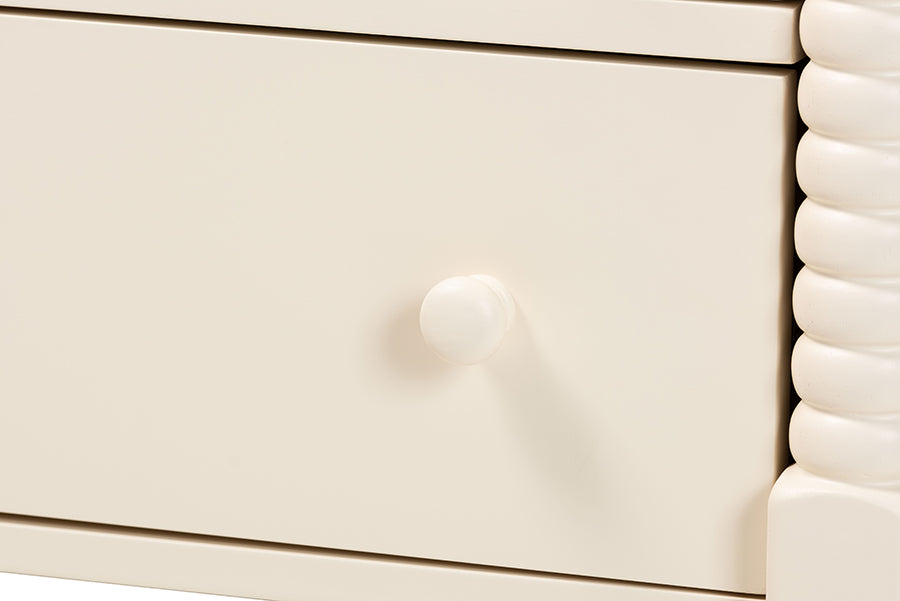 Baxton Studio Braith Farmhouse Ivory Spindle Wood 7-Drawer Dresser FredCo