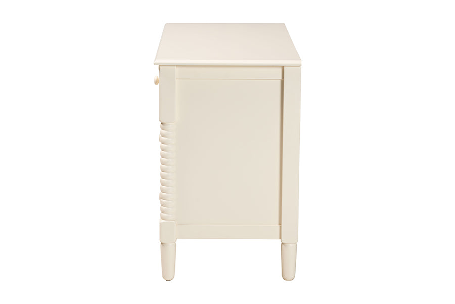 Baxton Studio Braith Farmhouse Ivory Spindle Wood 7-Drawer Dresser FredCo