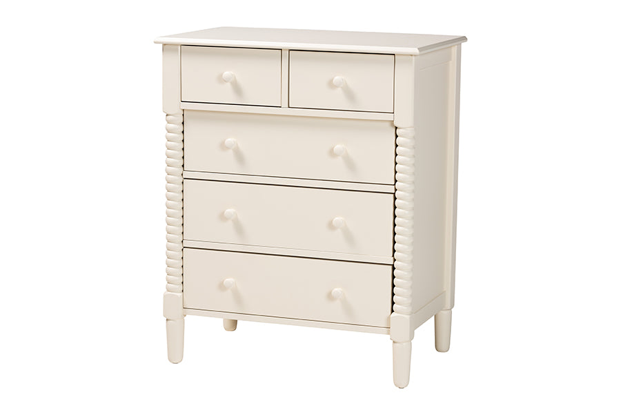 Baxton Studio Braith Farmhouse Ivory Spindle Wood King Size 4-Piece Bedroom Set FredCo