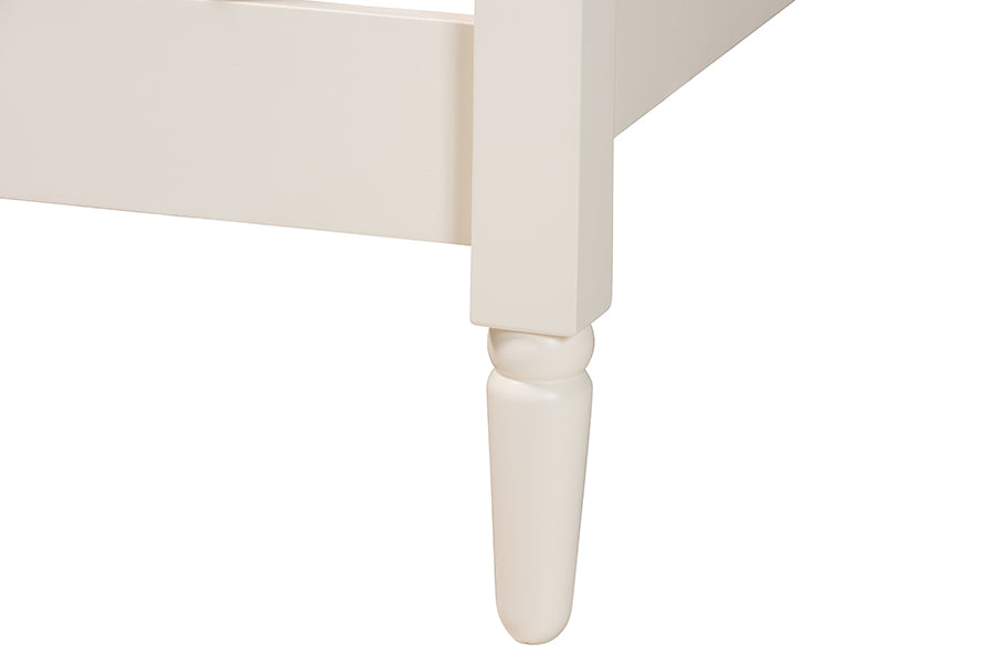 Baxton Studio Braith Farmhouse Ivory Spindle Wood King Size Platform Bed FredCo