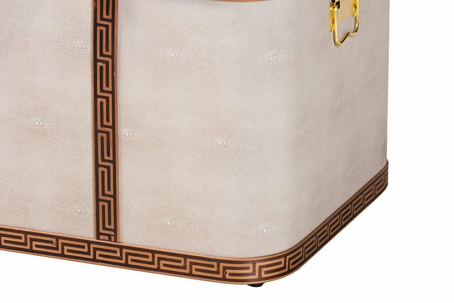 Baxton Studio Brenner Modern Transitional Beige Faux Shagreen Storage Trunk FredCo