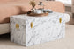 Baxton Studio Brenta Storage Trunk with Lift-Top Lid - Decorative Organizer Chest with Faux Marble Effect, Contemporary Storage Solution FredCo