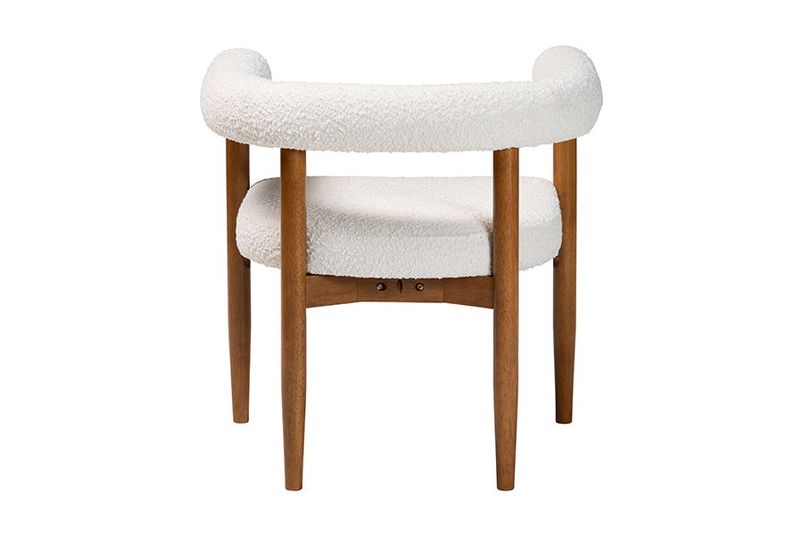 Baxton Studio Caia Boucle Dining Chair - Modern Upholstered Accent Armchair, Cream, Minimalist Design FredCo