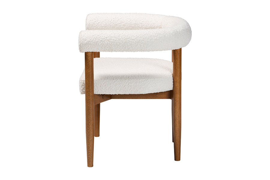 Baxton Studio Caia Boucle Dining Chair - Modern Upholstered Accent Armchair, Cream, Minimalist Design FredCo