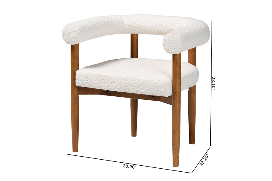 Baxton Studio Caia Boucle Dining Chair - Modern Upholstered Accent Armchair, Cream, Minimalist Design FredCo