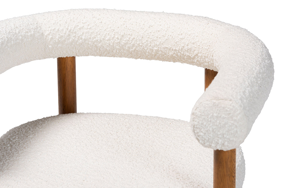 Baxton Studio Caia Boucle Dining Chair - Modern Upholstered Accent Armchair, Cream, Minimalist Design FredCo