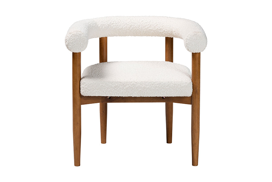 Baxton Studio Caia Boucle Dining Chair - Modern Upholstered Accent Armchair, Cream, Minimalist Design FredCo