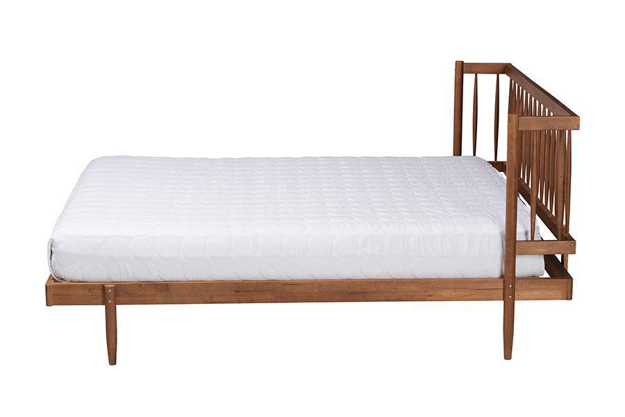 Baxton Studio Calderon Retro-Modern Walnut Brown Finished Wood Queen Size Platform Bed FredCo