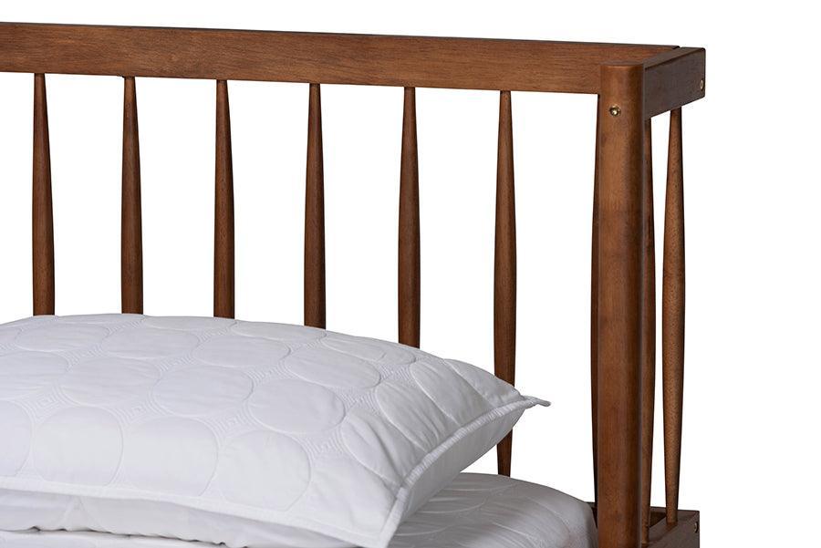Baxton Studio Calderon Retro-Modern Walnut Brown Finished Wood Queen Size Platform Bed FredCo