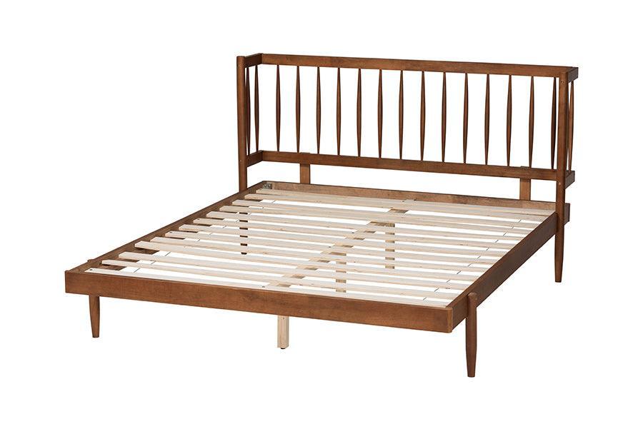 Baxton Studio Calderon Retro-Modern Walnut Brown Finished Wood Queen Size Platform Bed FredCo