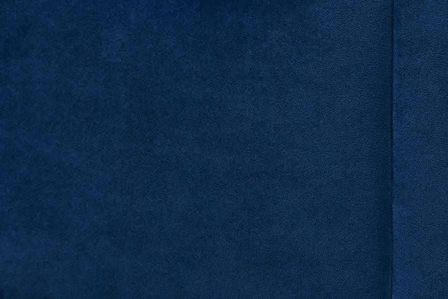 Baxton Studio Calgary Retro-Modern Royal Blue Velvet Fabric and Walnut Brown Wood Queen Size Platform Bed FredCo