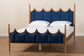 Baxton Studio Calgary Retro-Modern Royal Blue Velvet Fabric and Walnut Brown Wood Queen Size Platform Bed FredCo