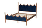 Baxton Studio Calgary Retro-Modern Royal Blue Velvet Fabric and Walnut Brown Wood Queen Size Platform Bed FredCo